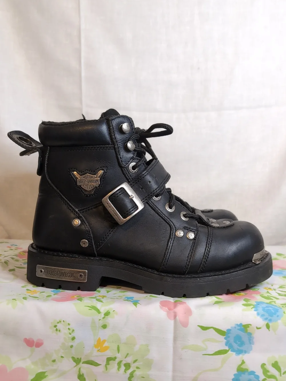 Harley Davidson Brake Buckle Black 6-Inch Motorcycle Boots mens 8